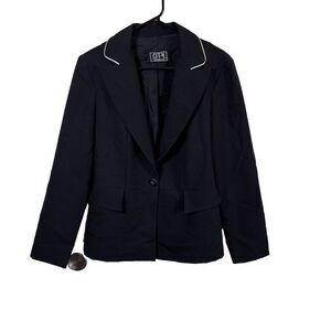 City Triangles Vintage Black Women's Blazer White Collar Piping Size Small